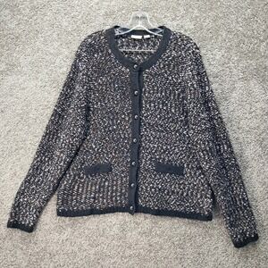 Cato Woman Black Brown Grey Textured Popcorn Knit Button Front Cardigan 18/20W